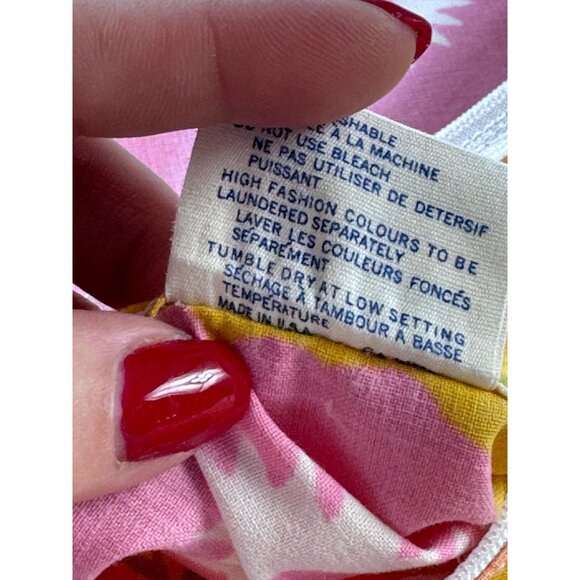 Vintage 70s single pillowcase, orange pink white flower power, modified zipped - Picture 7 of 10